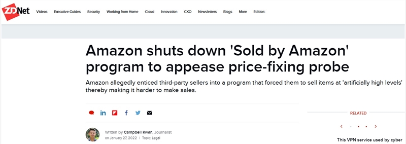 亚马逊关闭销售托管计划，因涉嫌违反竞争性与反垄断法