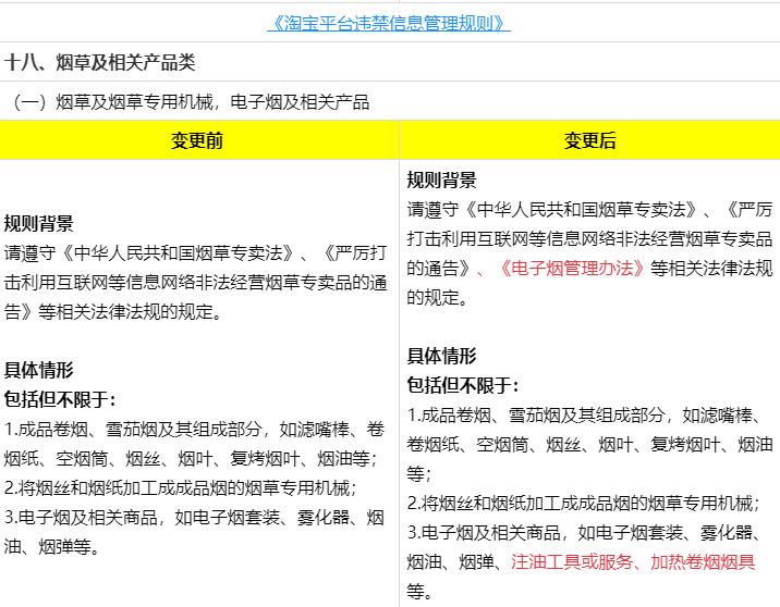 淘宝违禁信息规则禁售电子烟宽带办理及缴费充值代办等
