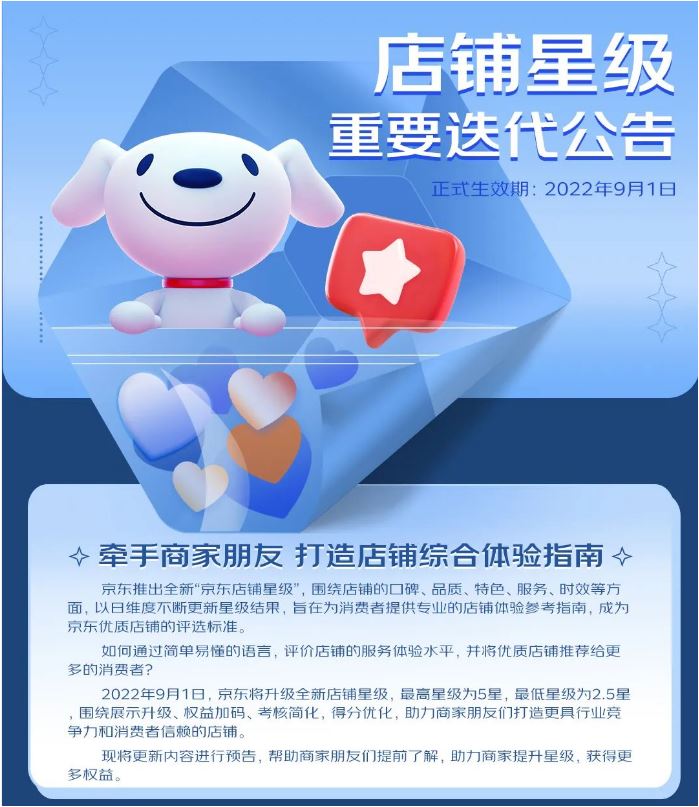 京东“京东店铺星级”向消费者展示店铺星级全新升级改版