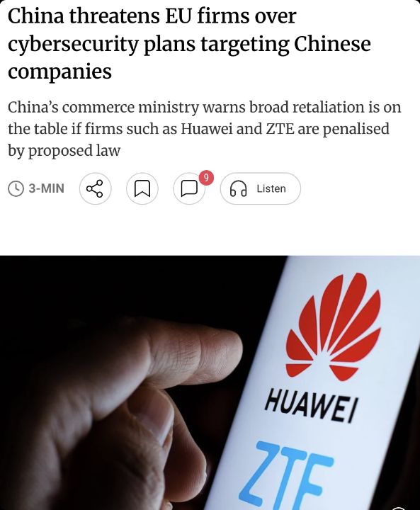 若欧盟将中国列为“网络安全风险国家”并强制要求淘汰中国企业设备，中国将对欧盟或欧盟企业展开相关调查并 ...